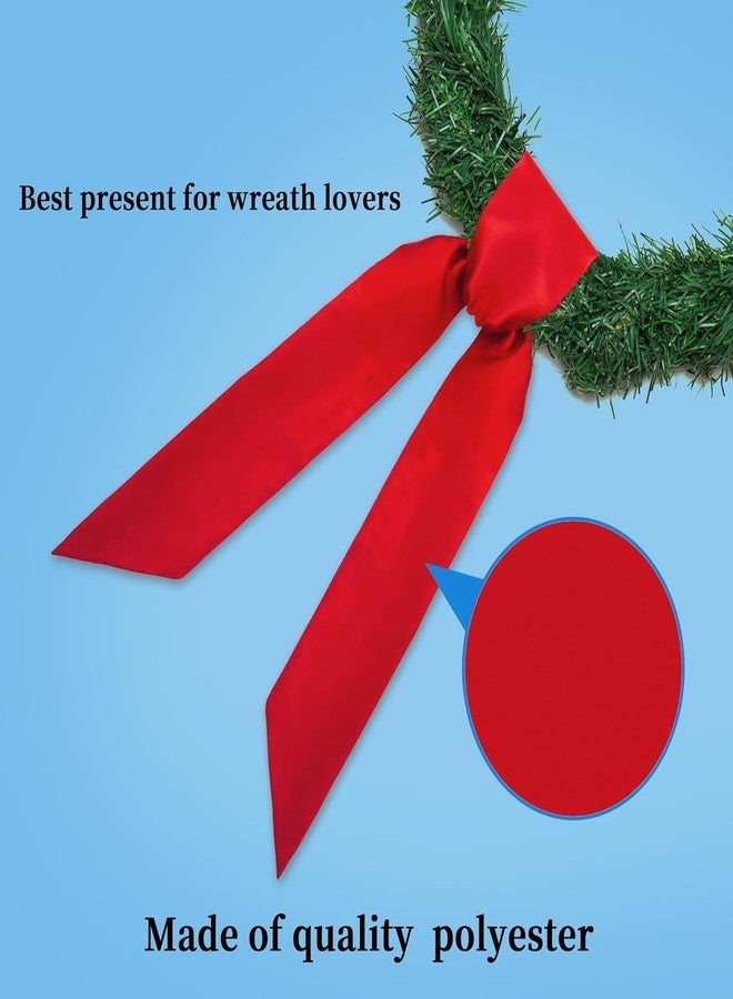 RunNico 2 Pack Front Door Wreath Blank Sash - 3.3" W x 52.8" L Red Plain Wreath Accessories for Christmas Halloween Party Yard Wall Doorway Outdoors Decoration - Image 2